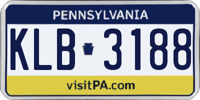 PA license plate KLB3188