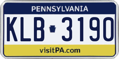 PA license plate KLB3190