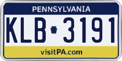 PA license plate KLB3191