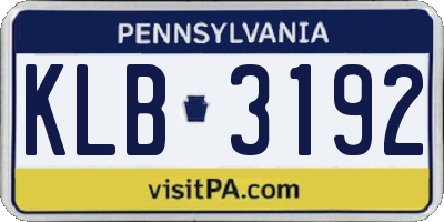 PA license plate KLB3192