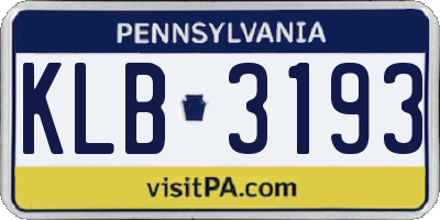 PA license plate KLB3193