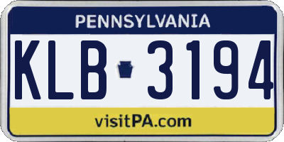 PA license plate KLB3194