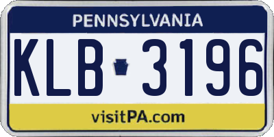 PA license plate KLB3196