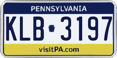 PA license plate KLB3197