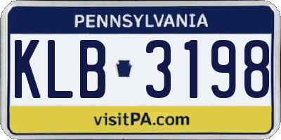PA license plate KLB3198