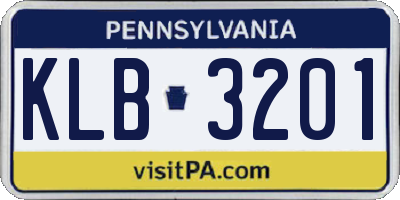 PA license plate KLB3201