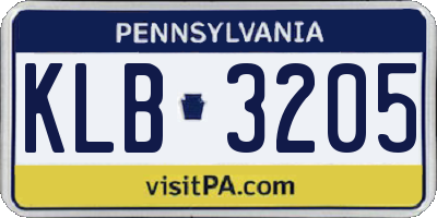 PA license plate KLB3205