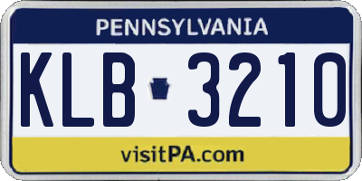 PA license plate KLB3210