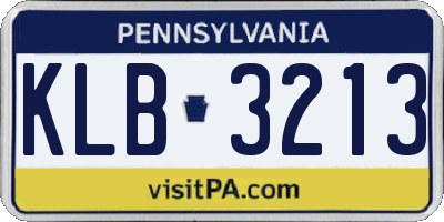 PA license plate KLB3213
