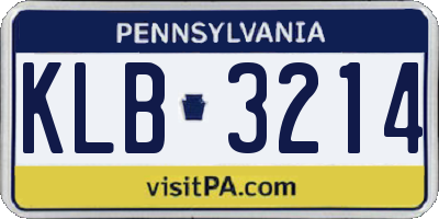 PA license plate KLB3214