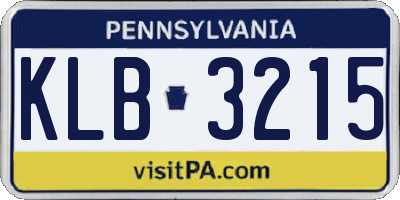 PA license plate KLB3215