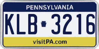 PA license plate KLB3216