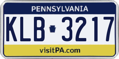 PA license plate KLB3217
