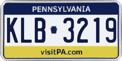 PA license plate KLB3219