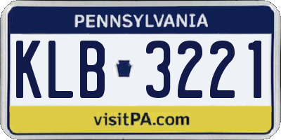 PA license plate KLB3221