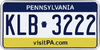 PA license plate KLB3222