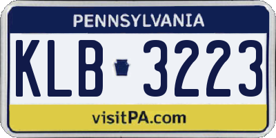 PA license plate KLB3223