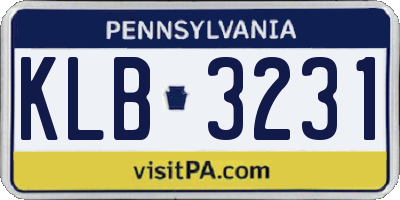 PA license plate KLB3231
