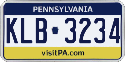 PA license plate KLB3234