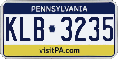 PA license plate KLB3235