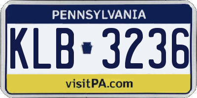 PA license plate KLB3236