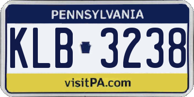 PA license plate KLB3238