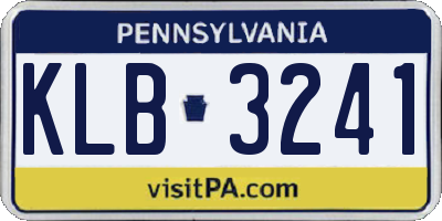 PA license plate KLB3241