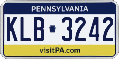 PA license plate KLB3242