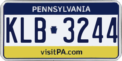 PA license plate KLB3244