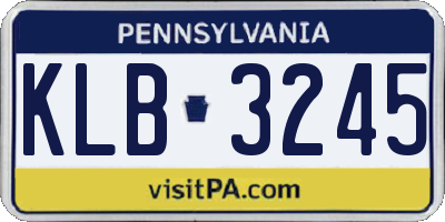 PA license plate KLB3245