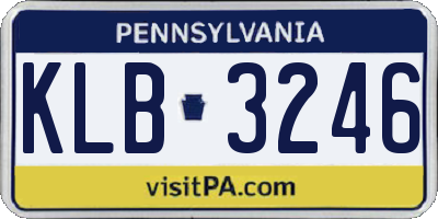 PA license plate KLB3246