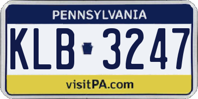 PA license plate KLB3247