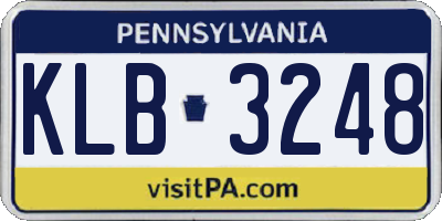PA license plate KLB3248