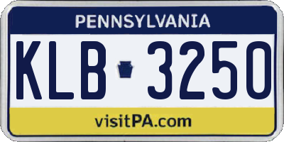 PA license plate KLB3250