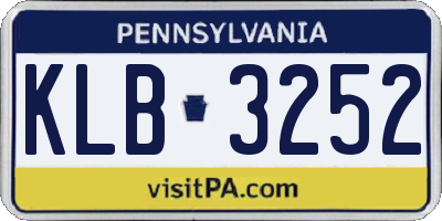PA license plate KLB3252