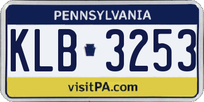 PA license plate KLB3253