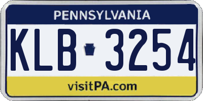 PA license plate KLB3254