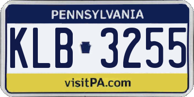 PA license plate KLB3255
