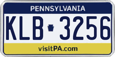PA license plate KLB3256