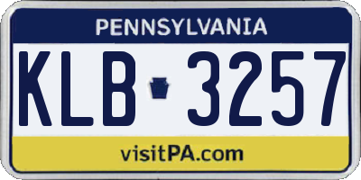 PA license plate KLB3257