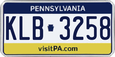 PA license plate KLB3258