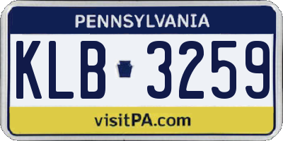 PA license plate KLB3259