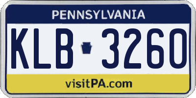 PA license plate KLB3260