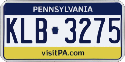 PA license plate KLB3275