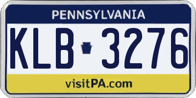 PA license plate KLB3276