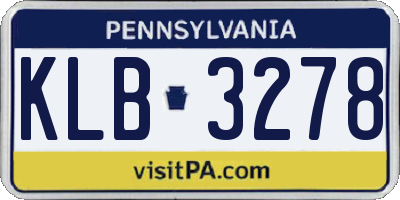 PA license plate KLB3278