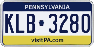 PA license plate KLB3280