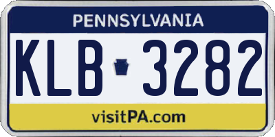 PA license plate KLB3282