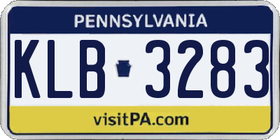 PA license plate KLB3283