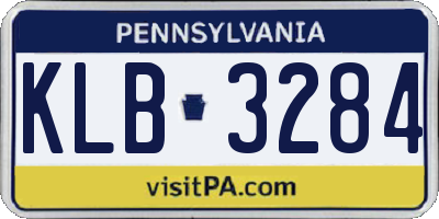 PA license plate KLB3284